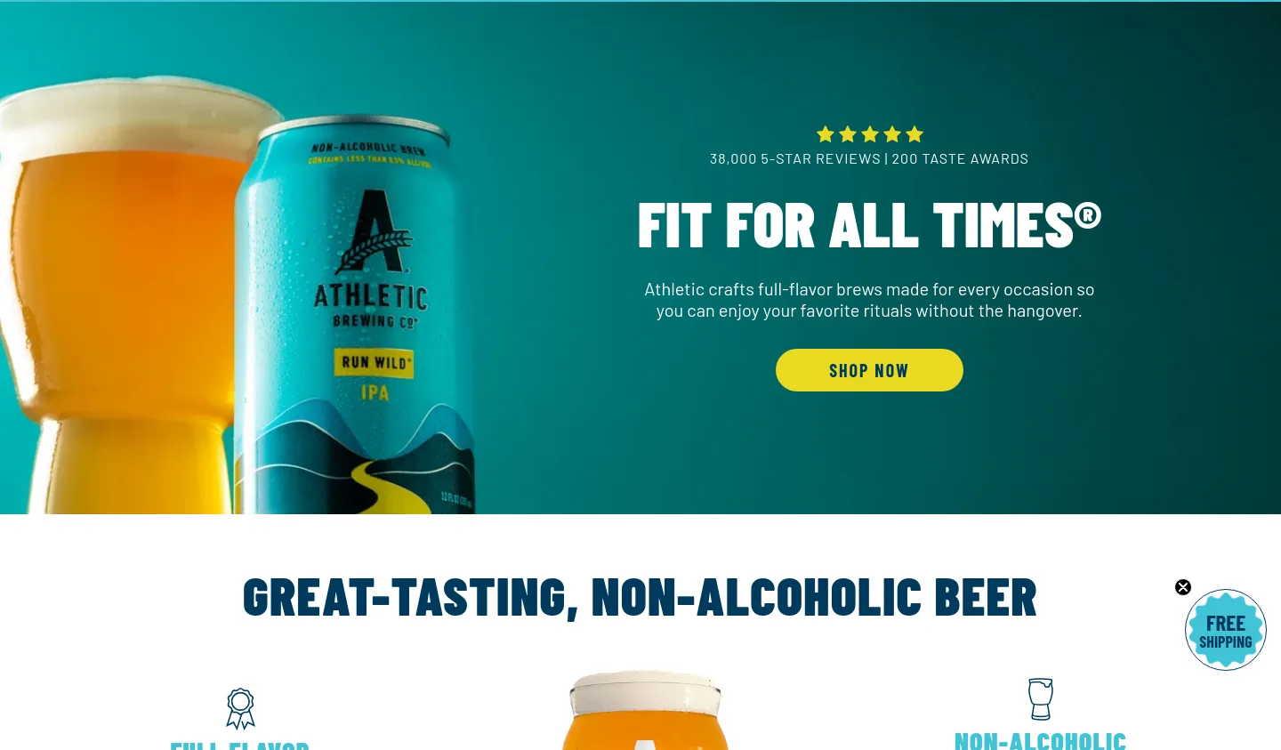 athleticbrewing.com Hero section