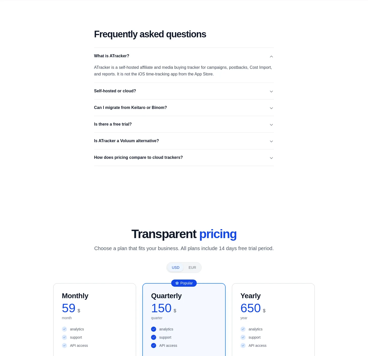 atracker.io FAQ section