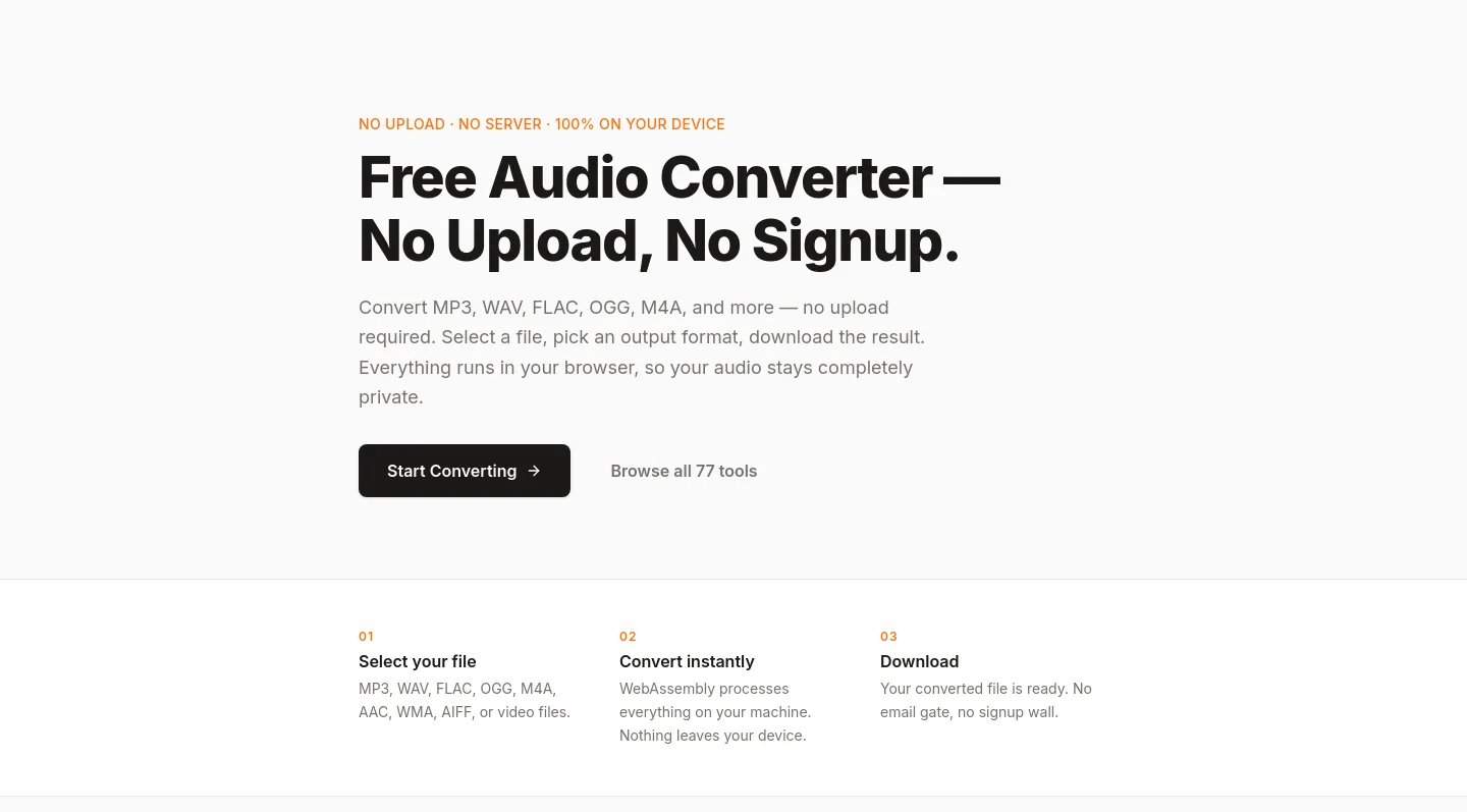 audioutils.com Hero section