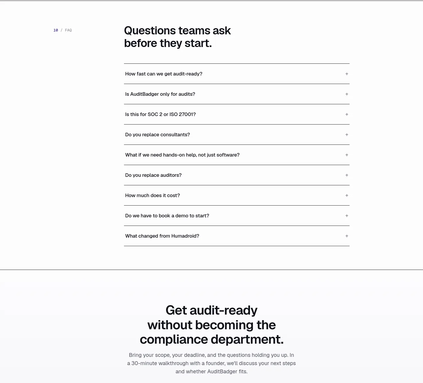 auditbadger.com FAQ section