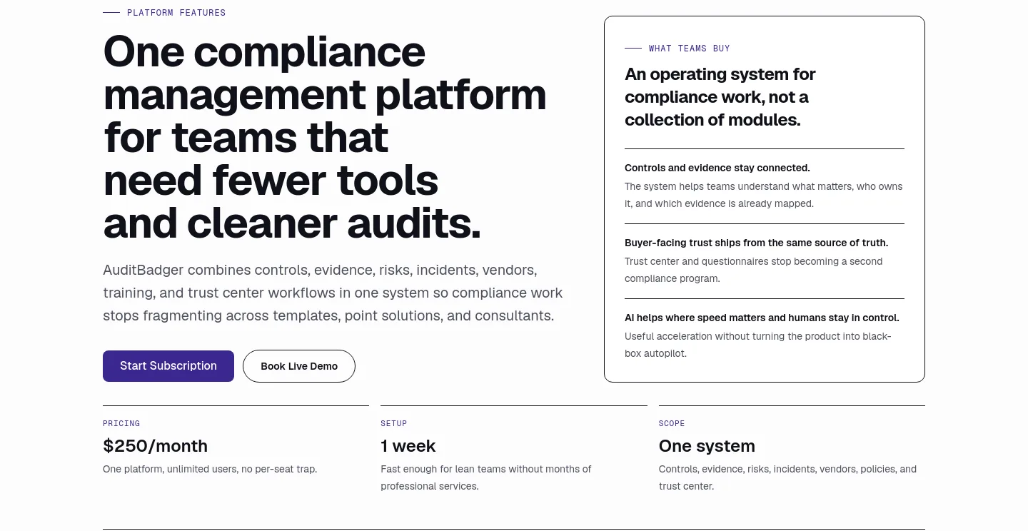 auditbadger.com Hero section