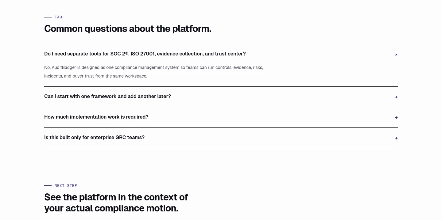 auditbadger.com FAQ section