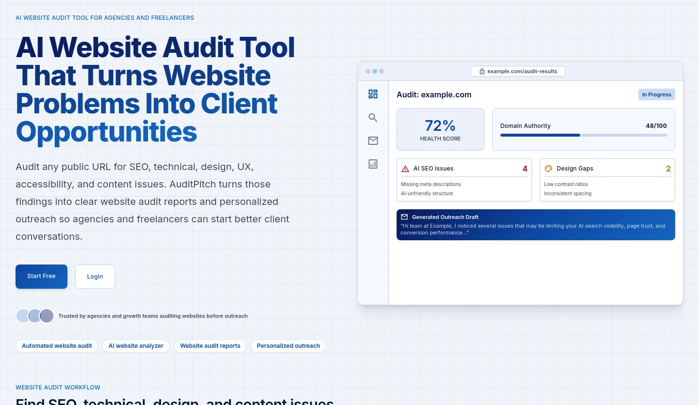 auditpitch.com Hero section