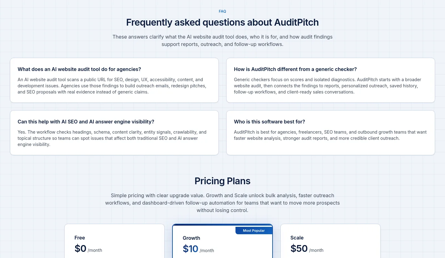 auditpitch.com FAQ section