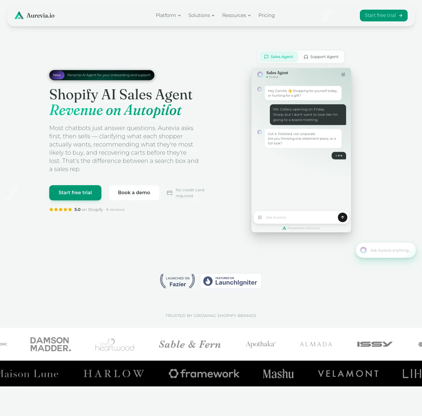 aurevia.io — a real Hero section