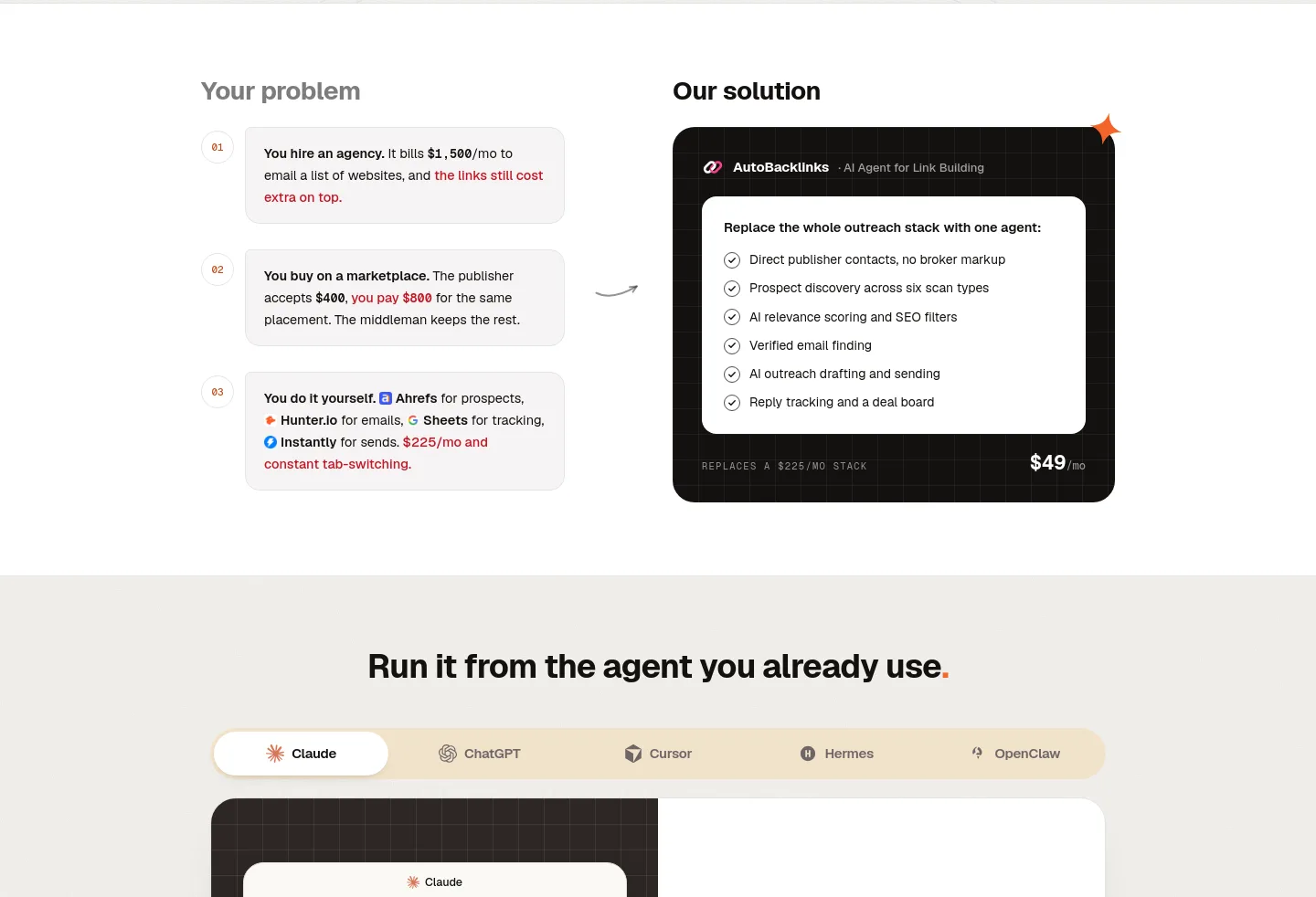 autobacklinks.ai Pricing section