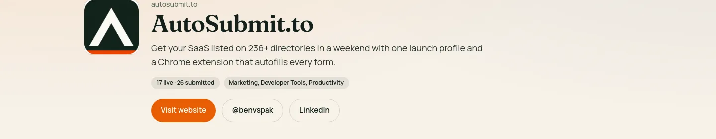 autosubmit.to — a real Hero section