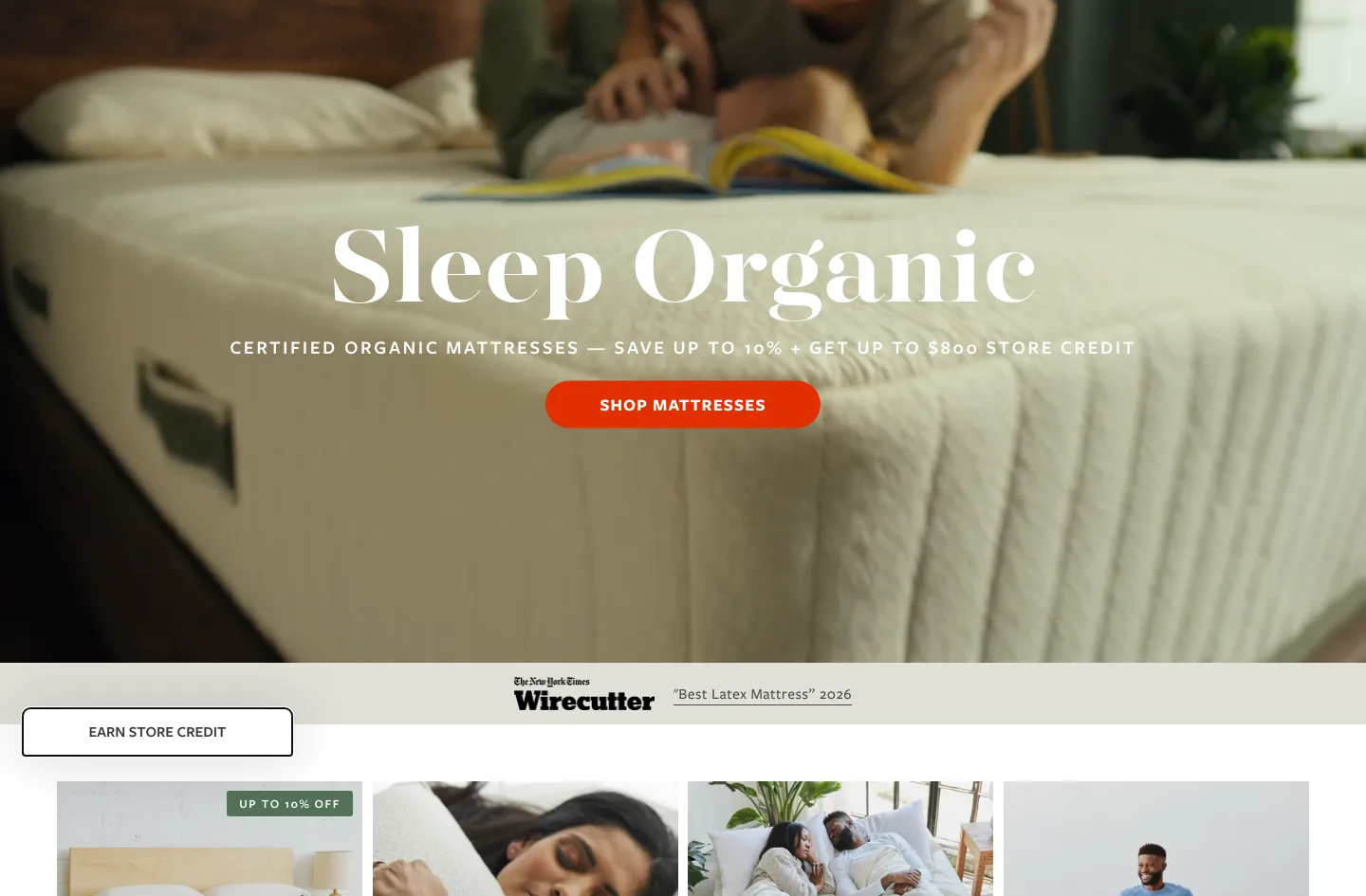 avocadogreenmattress.com Hero section