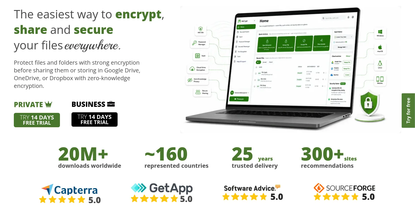 axcrypt.net — a real Hero section