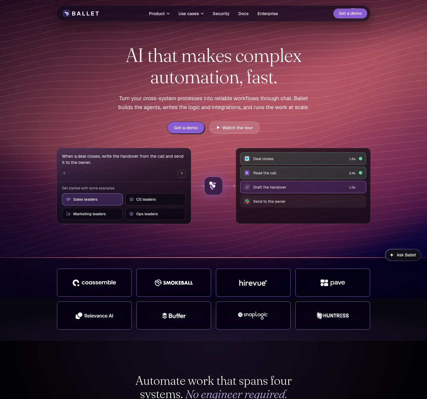 ballet.dev — a measured funnel