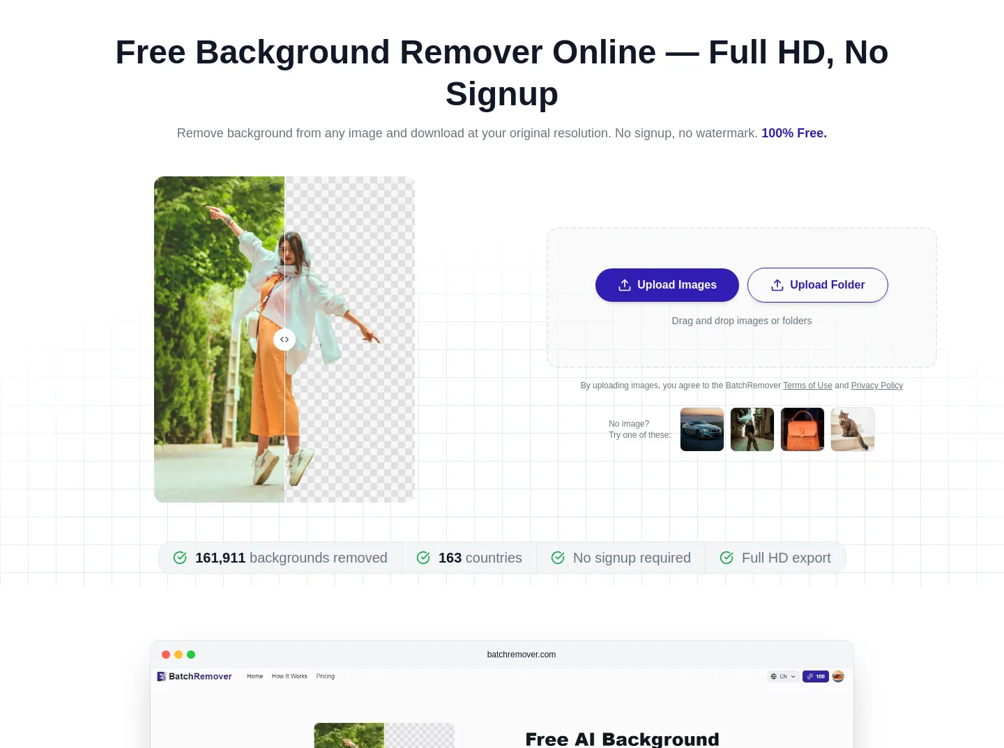 batchremover.com — a real Hero section