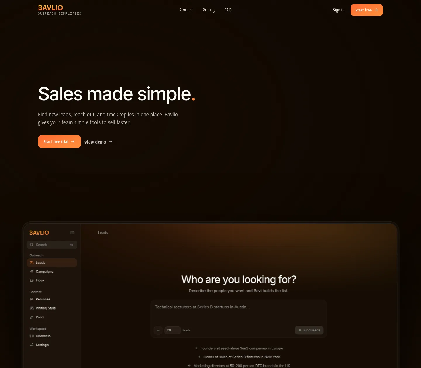 bavlio.com Hero section