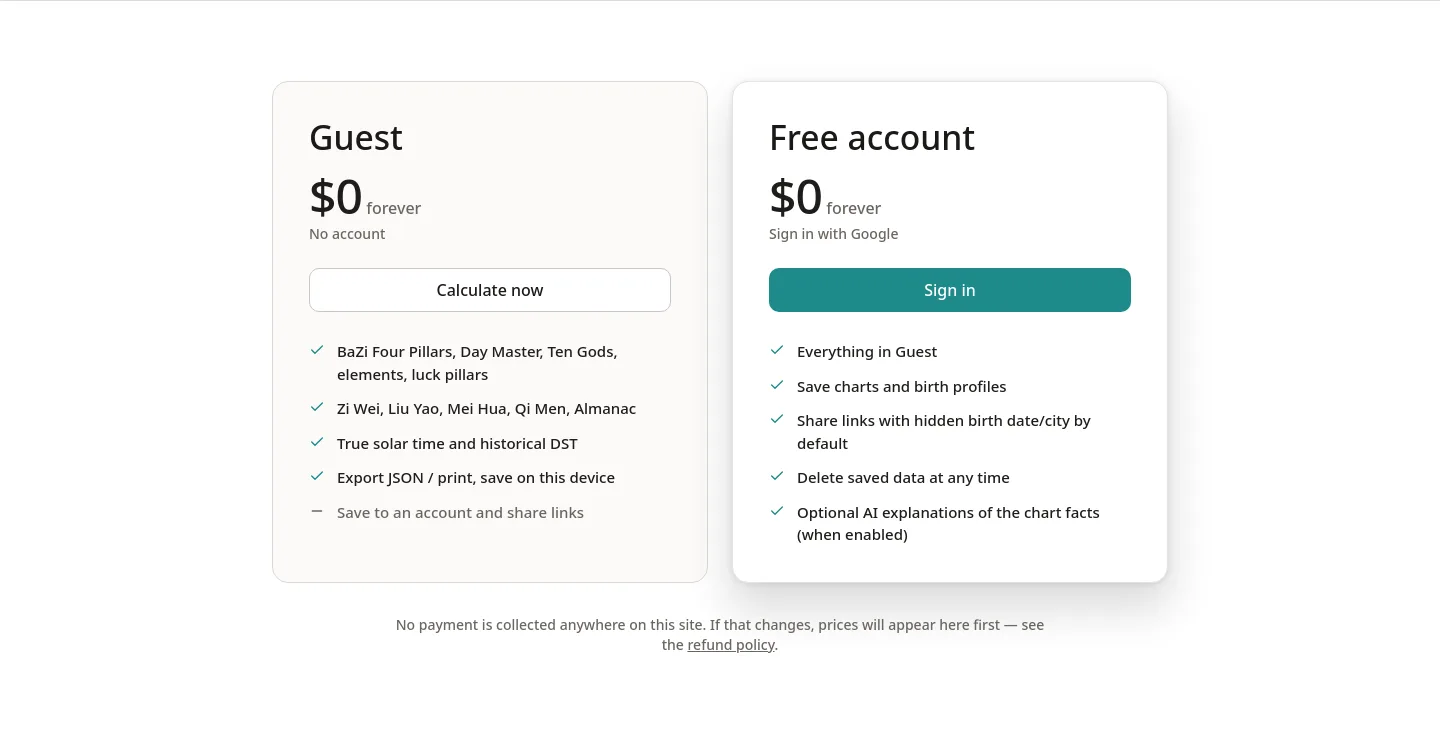 bazicalculator.pro — Pricing