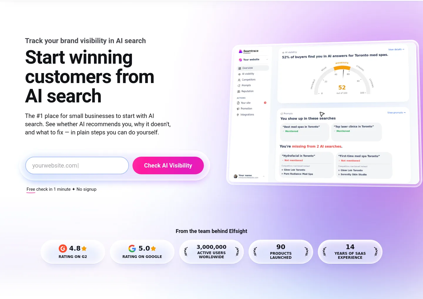 beamtrace.com — a real Hero section