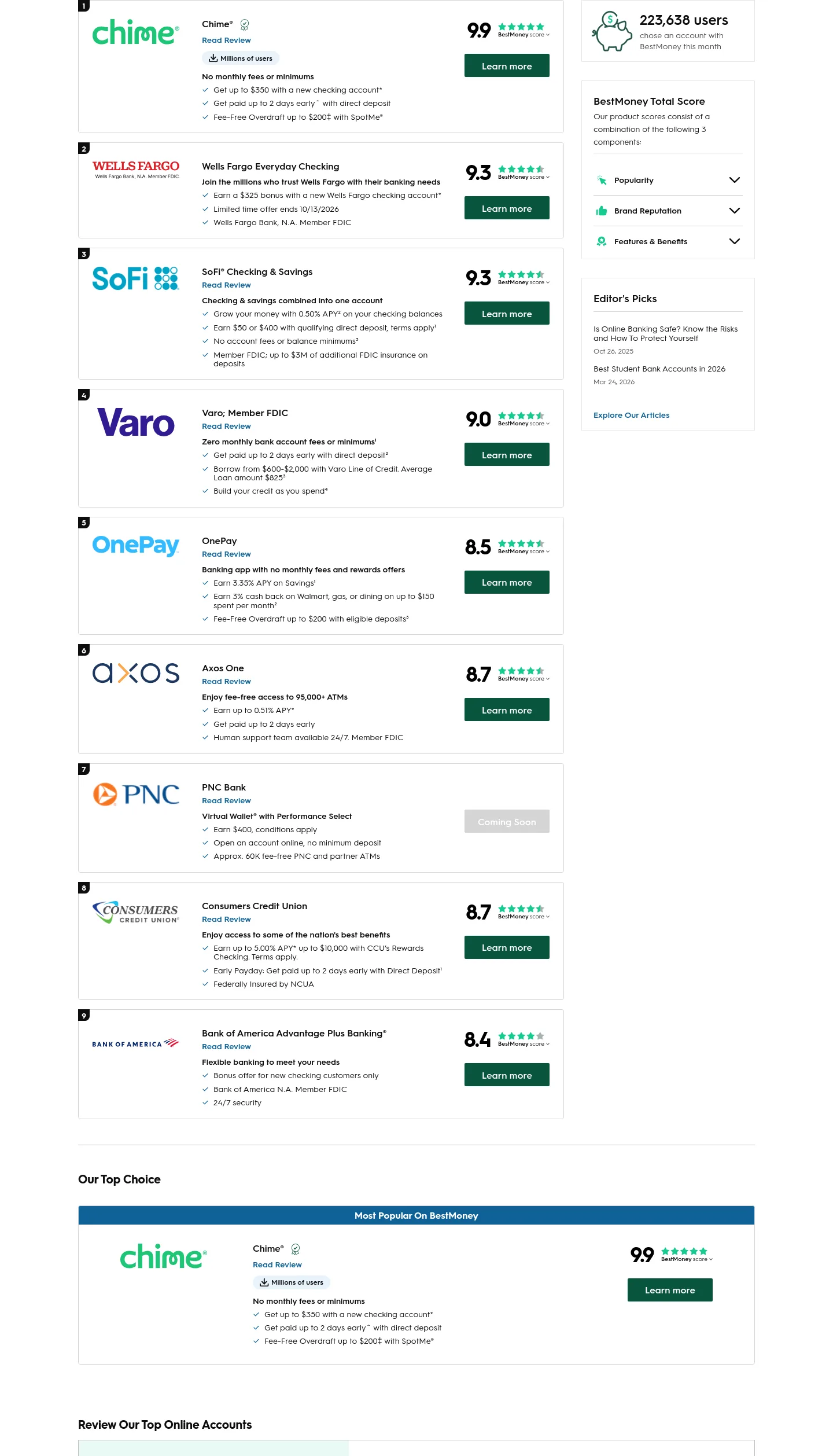 bestmoney.com Pricing section