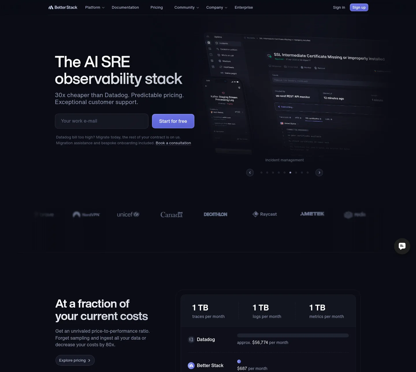 betterstack.com — a real Hero section