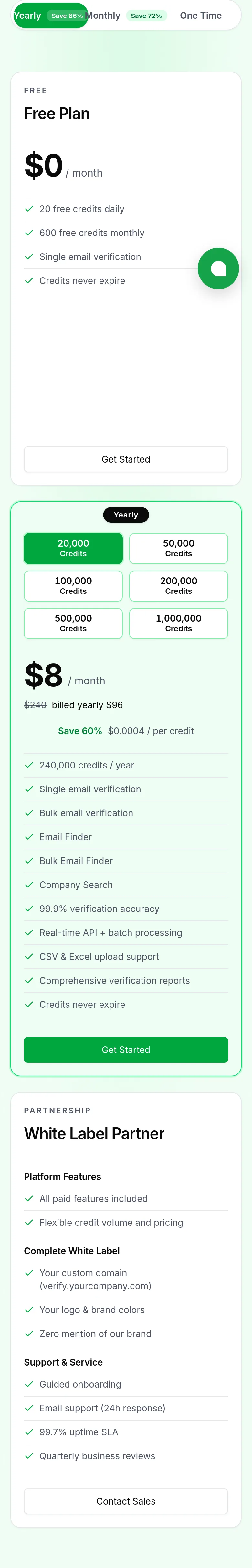 billionverify.com Pricing section