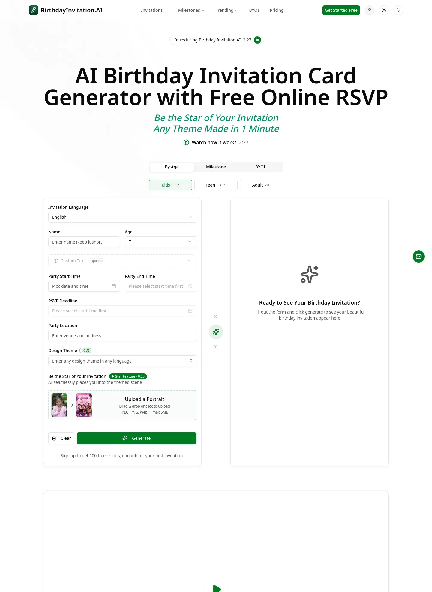 birthdayinvitation.ai — a measured funnel