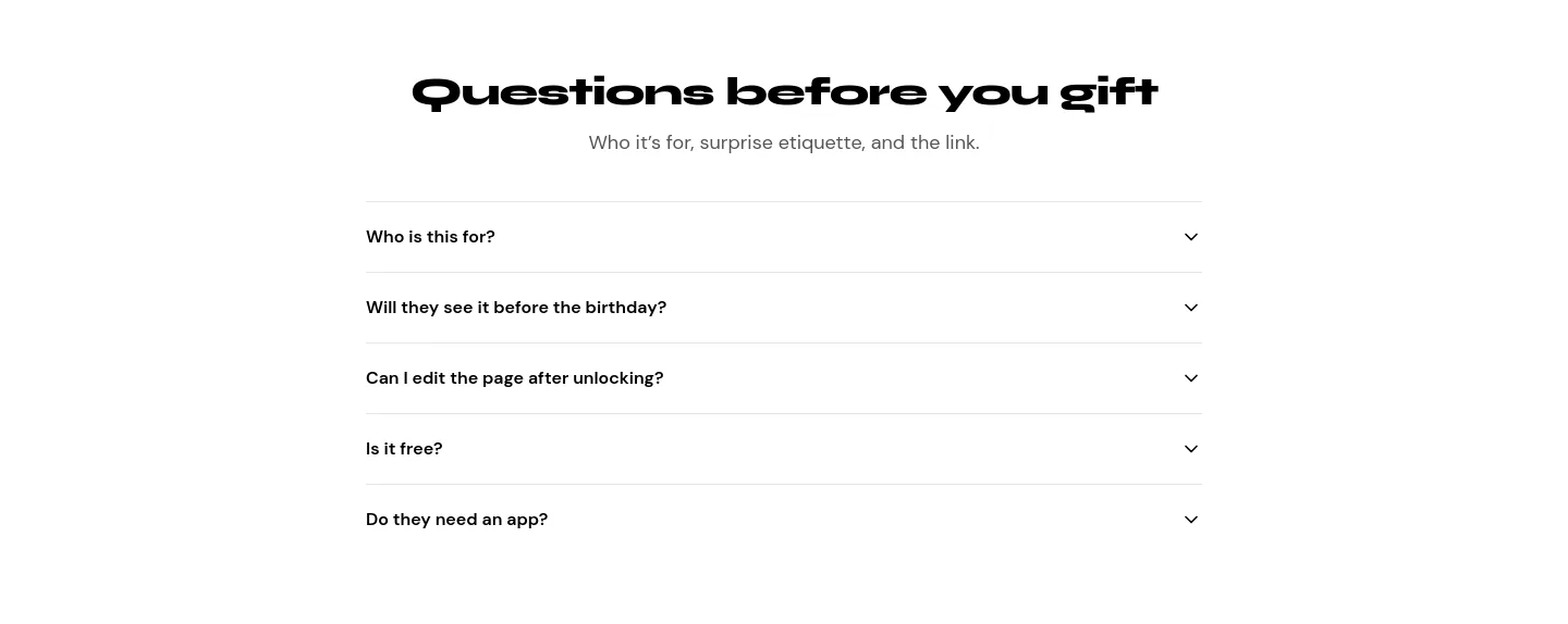 birthdaywebsite.app FAQ section