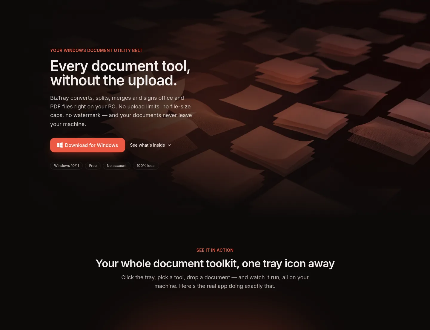 biztray.io — a real Hero section