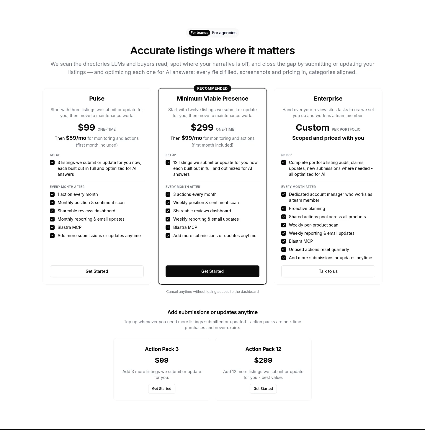 blastra.io Pricing section