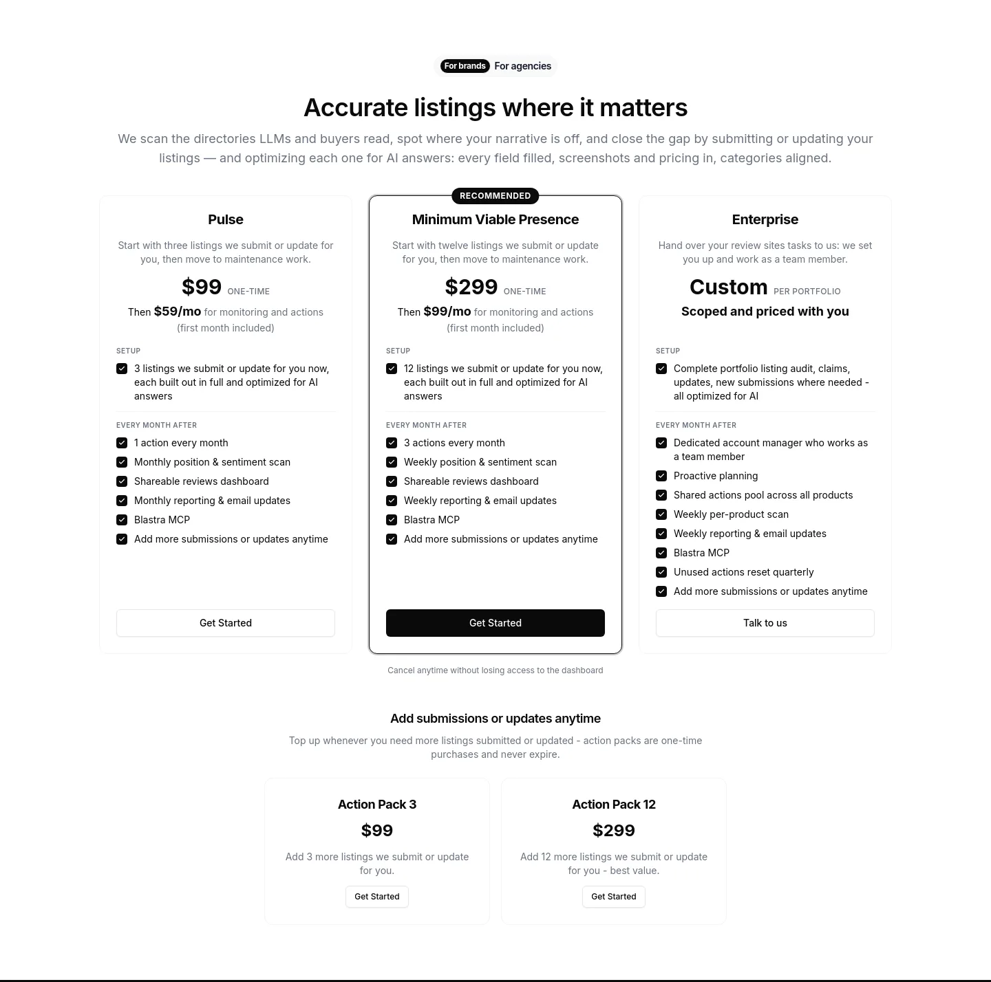 blastra.io — a real Pricing section