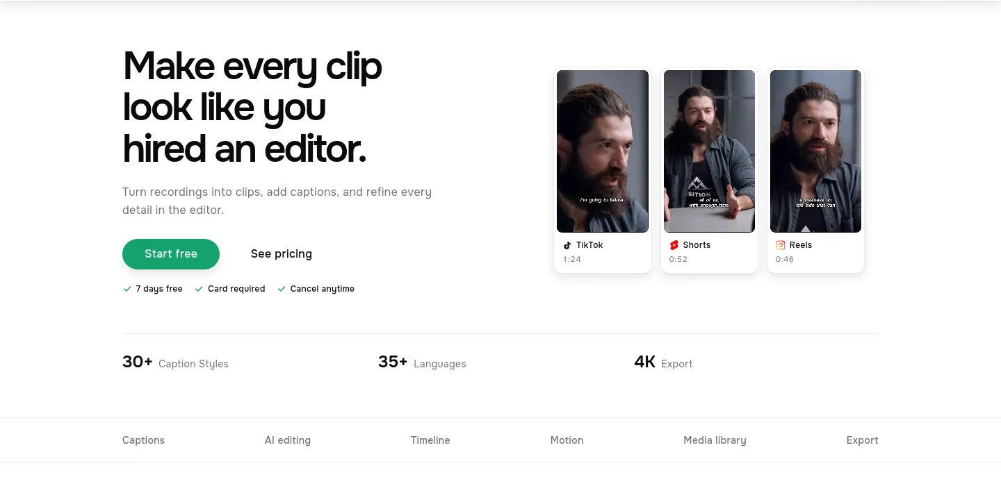blitzreels.com Hero section