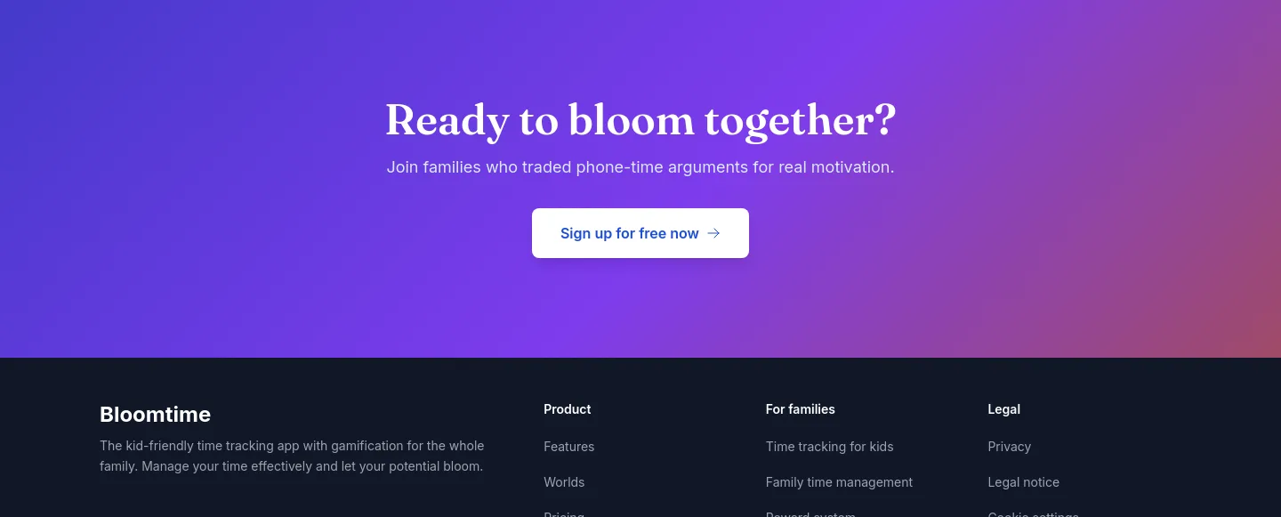bloomtime.app — a real CTA section