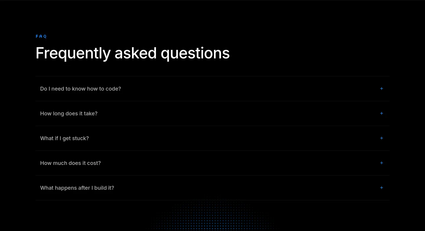 bolt.new FAQ section