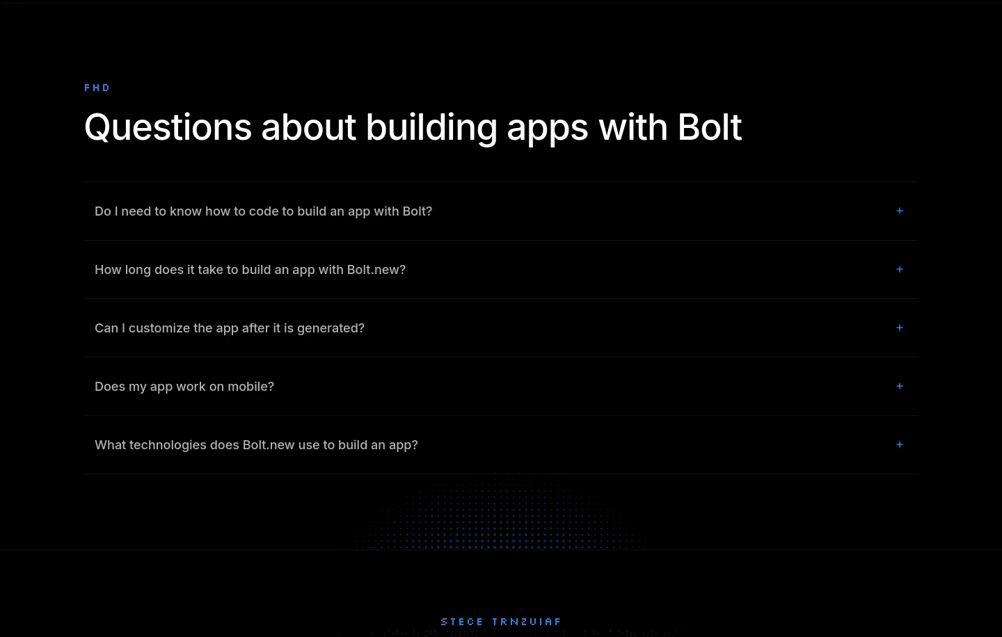 bolt.new FAQ section