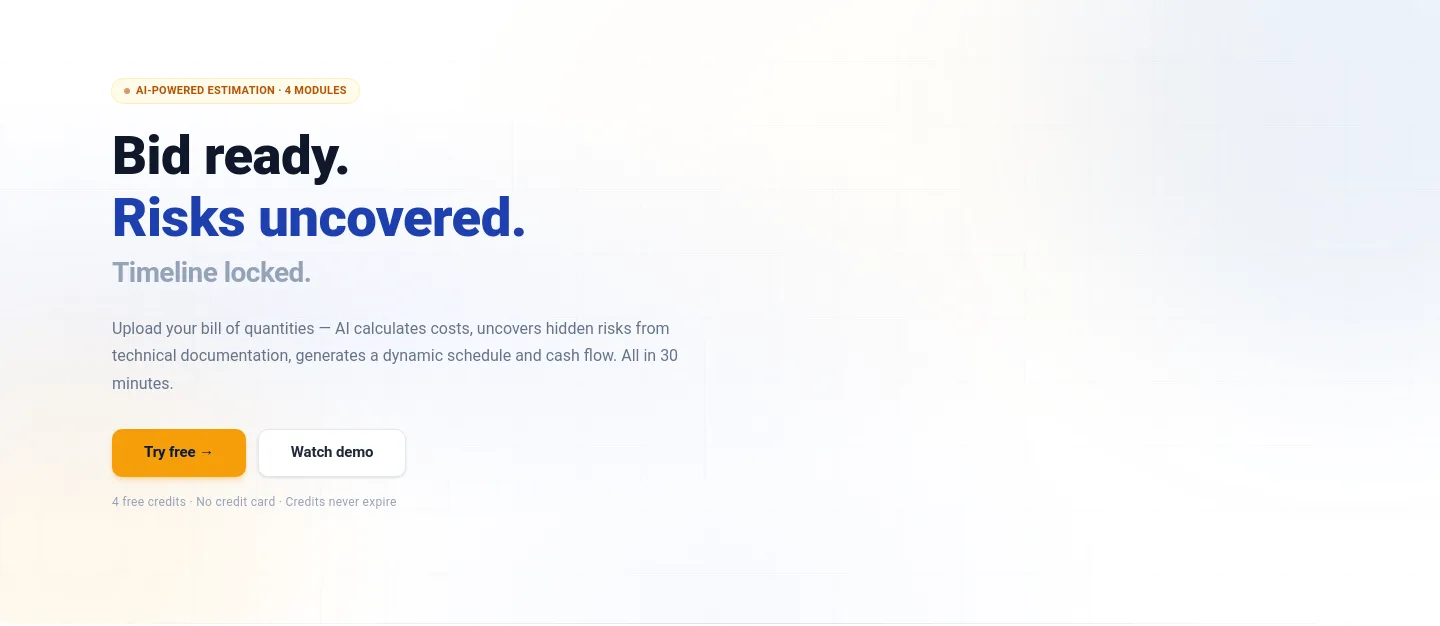 boqcalc.com — a real Hero section