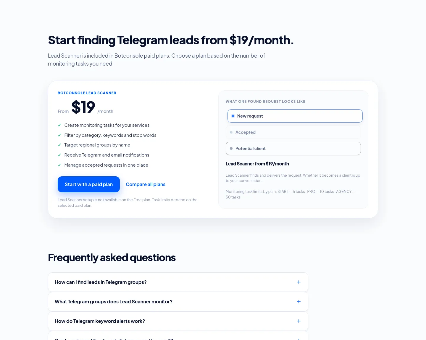 botconsole.net Pricing section