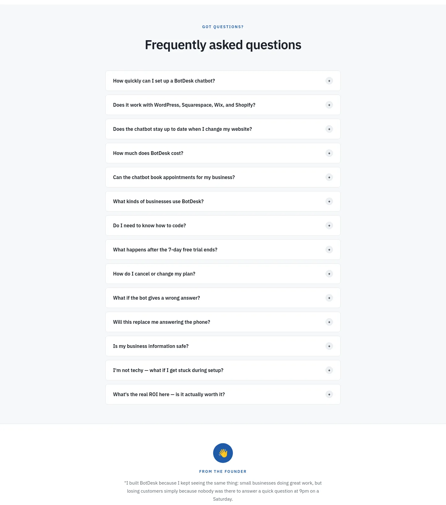 botdesk.studio FAQ section