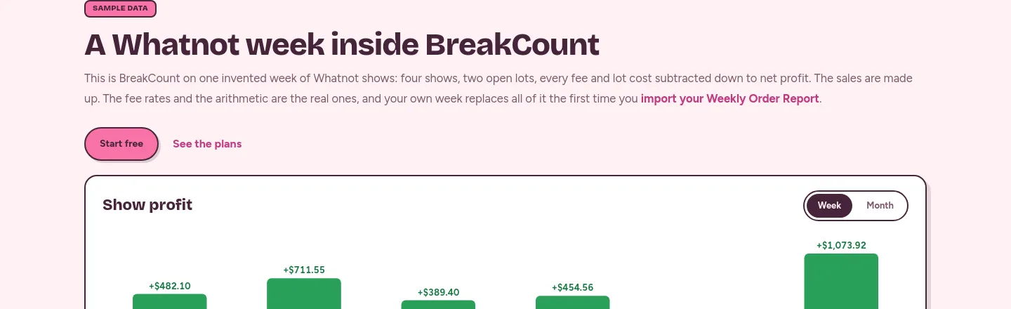 breakcount.com Hero section