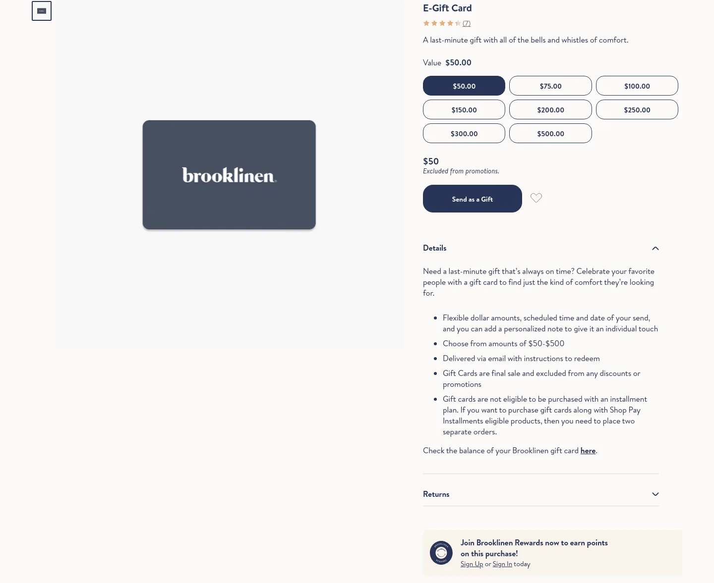 brooklinen.com Hero section