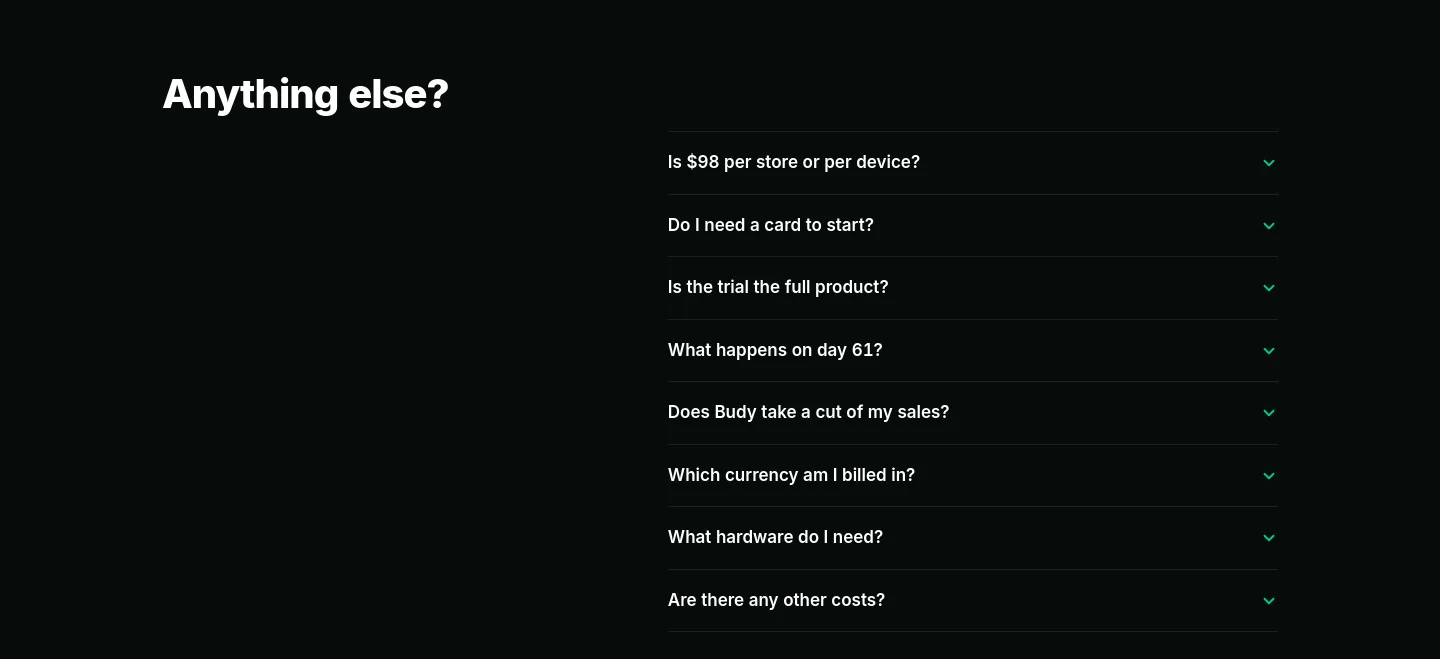 budy.app — a real FAQ section