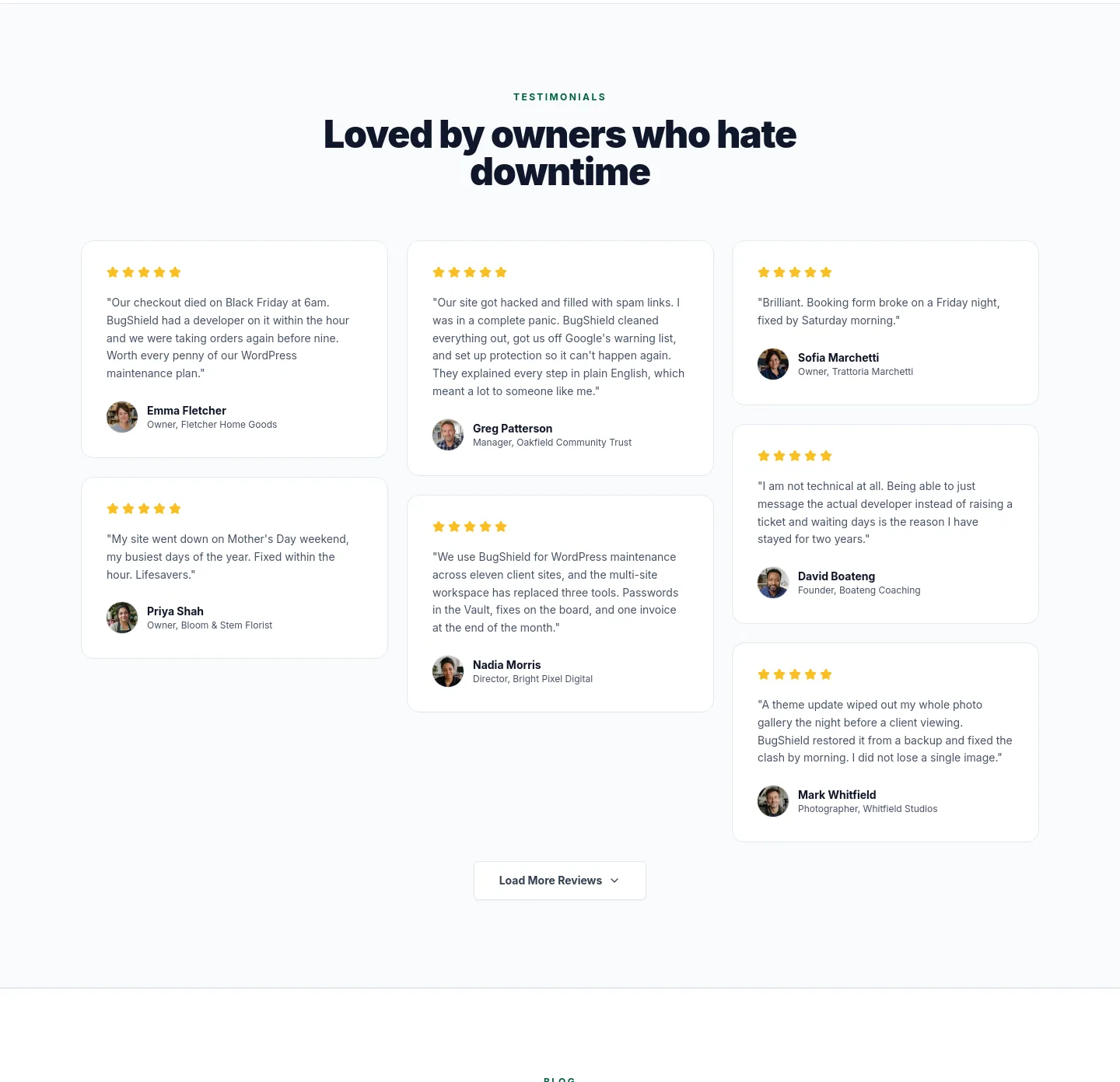 bugshield.co.uk — a real Logo Wall section