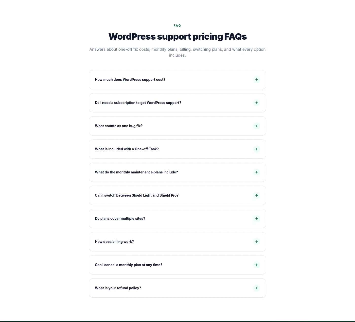 bugshield.co.uk FAQ section