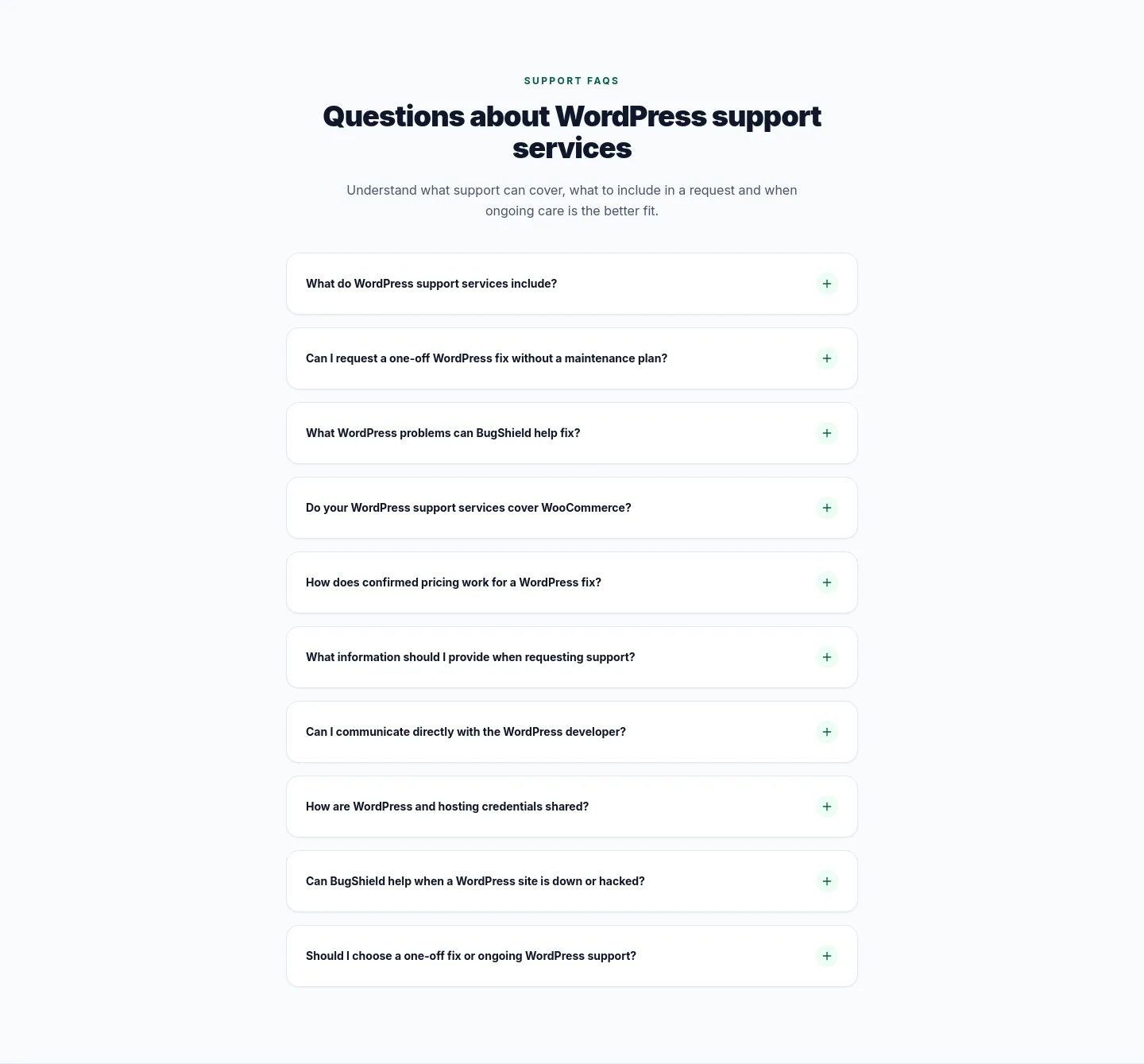 bugshield.co.uk FAQ section