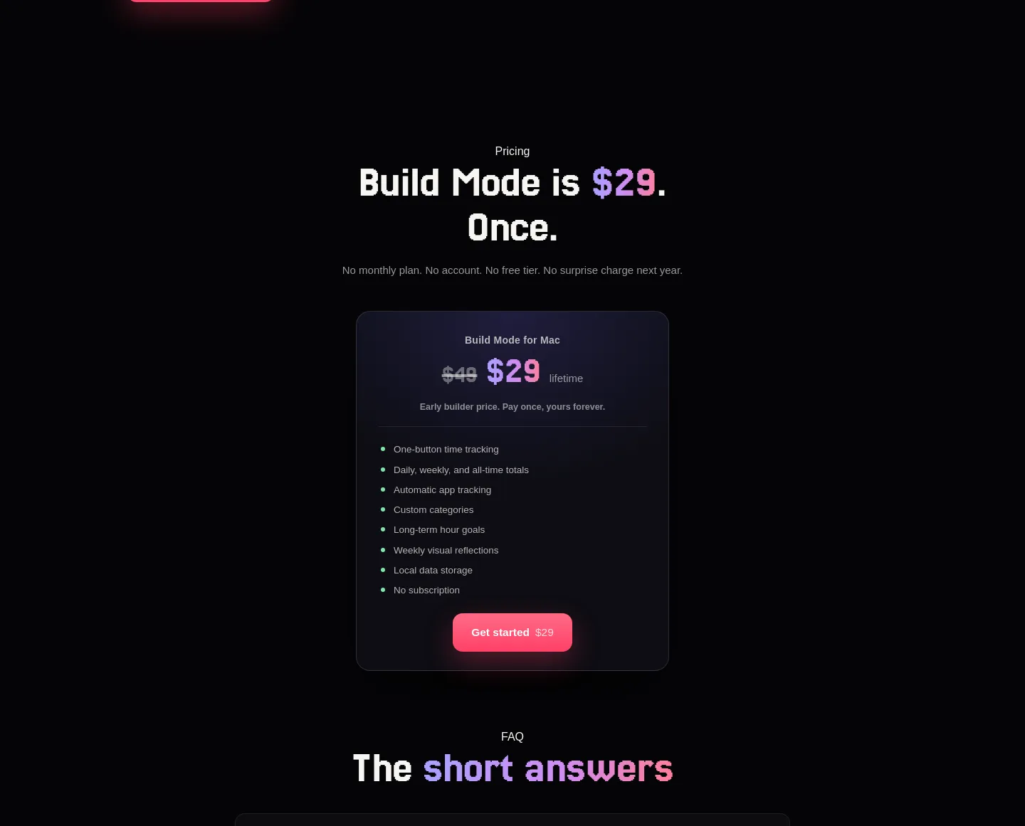 buildingnow.app — a real Pricing section