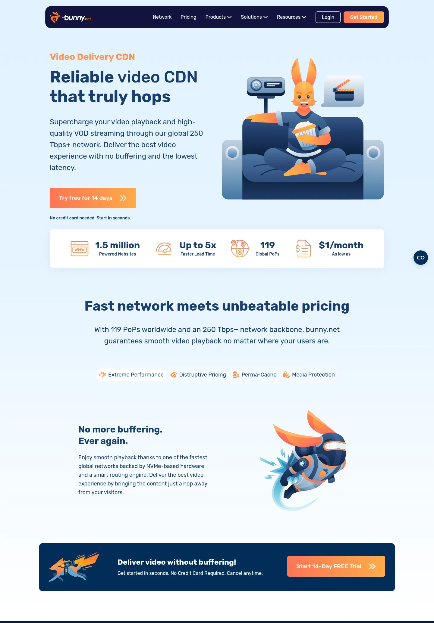 bunny.net — a real Hero section