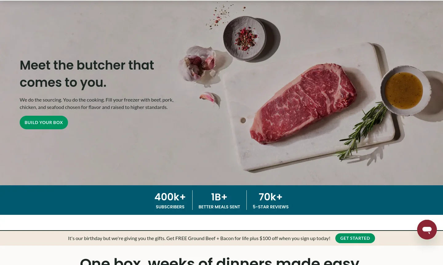 butcherbox.com Hero section