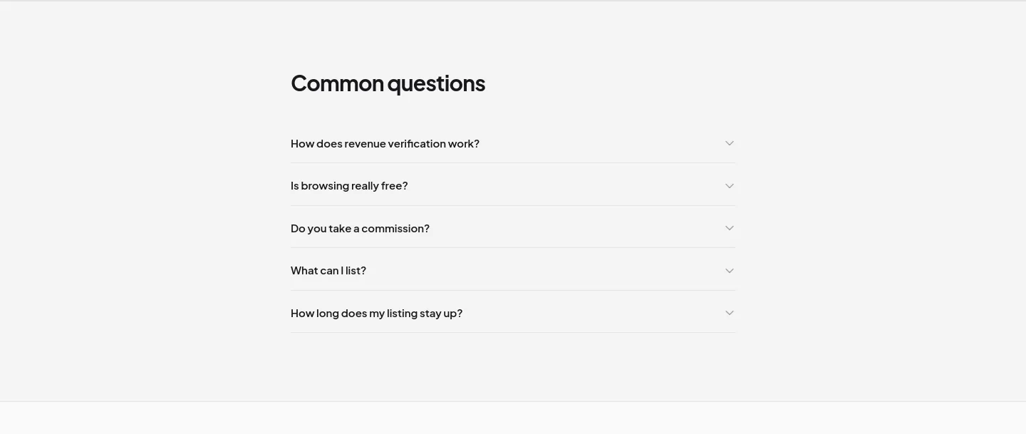 buymicrostartups.com FAQ section