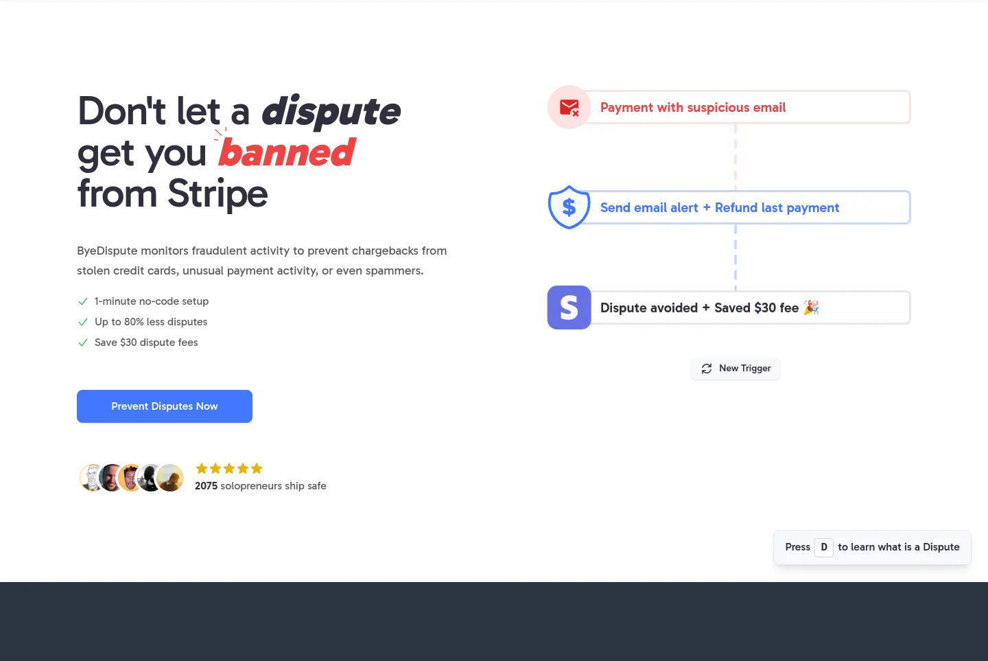 byedispute.com — a real Hero section