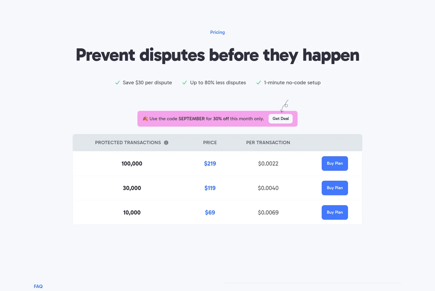 byedispute.com — a real Pricing section
