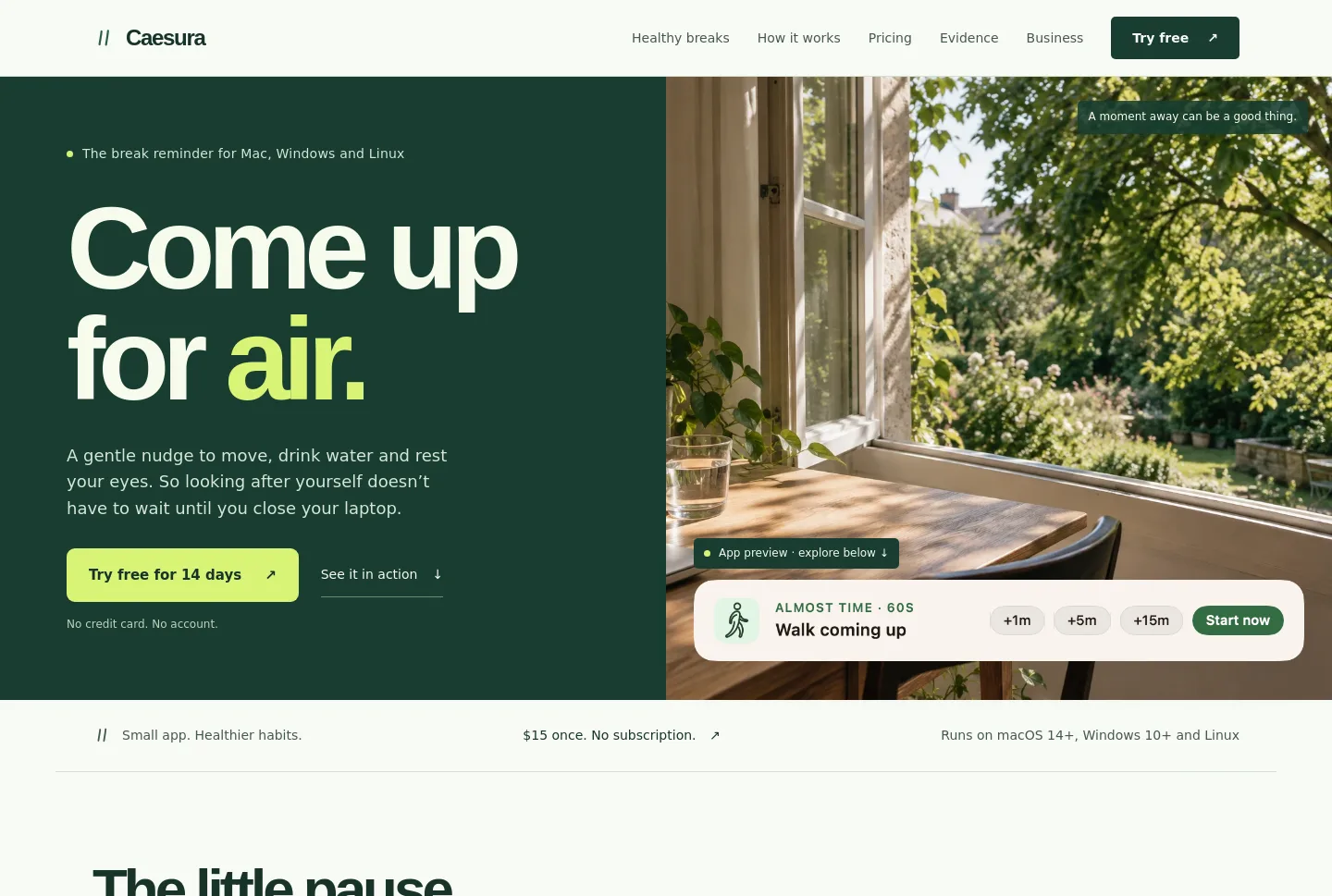caesura.rest — a measured funnel