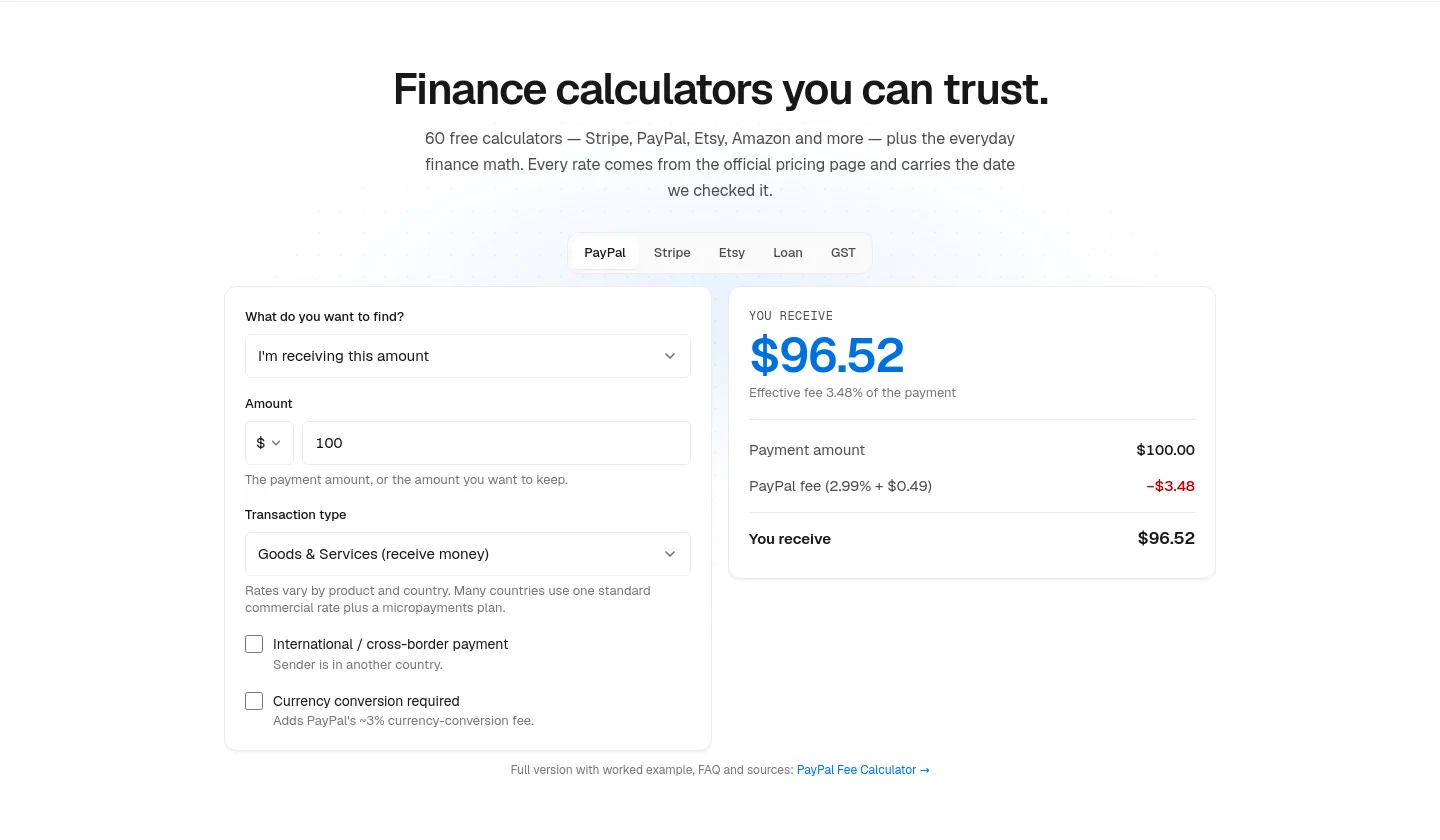 calcyourfinance.com — a real Hero section