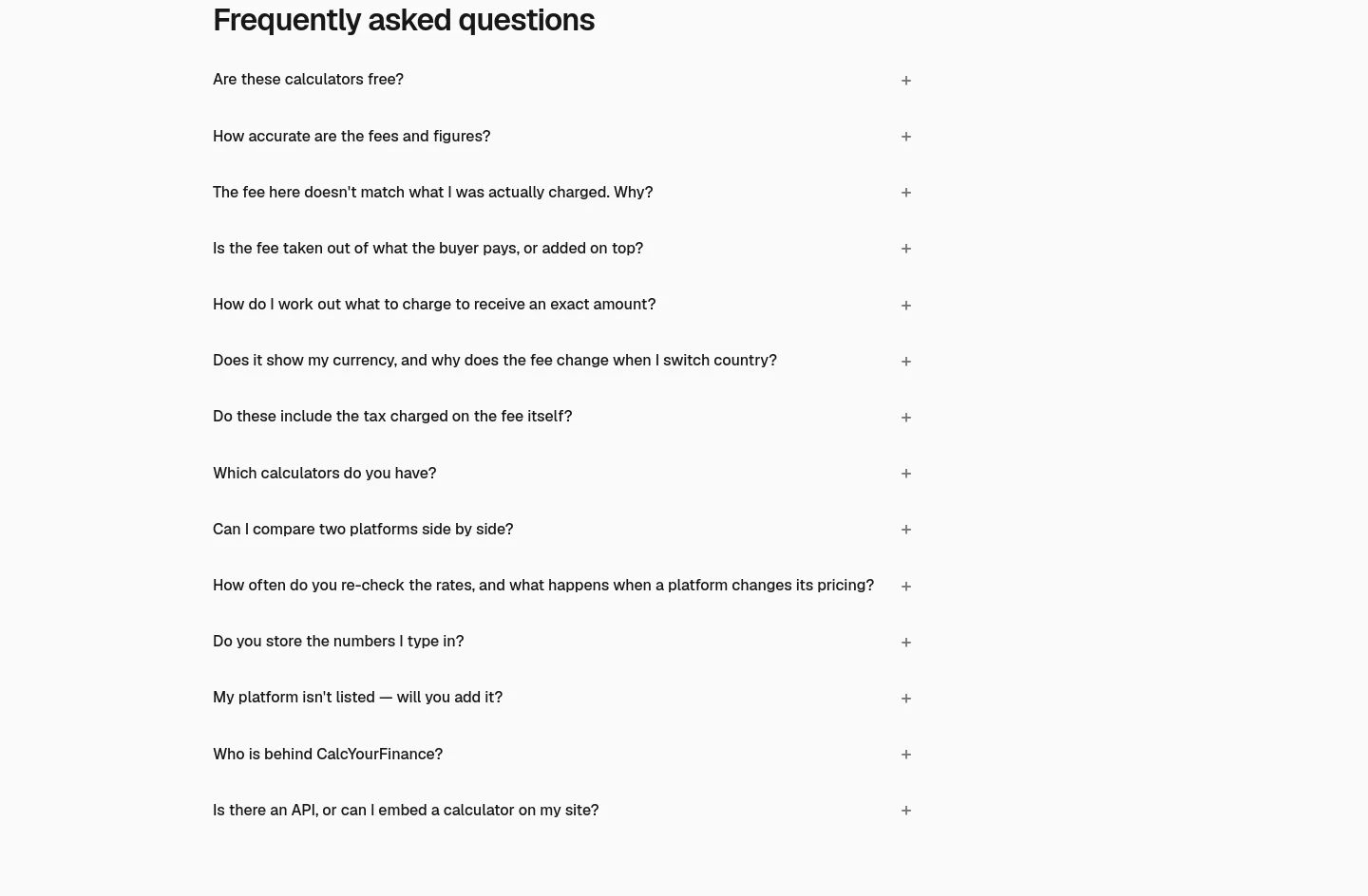 calcyourfinance.com — a real FAQ section