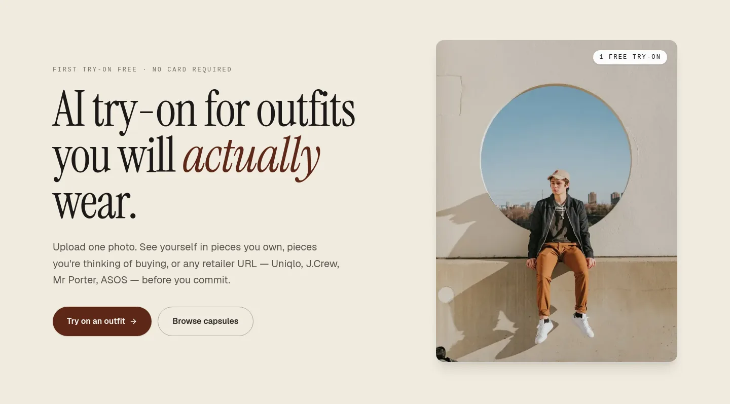 capsulewardrobe.ai — a real Hero section
