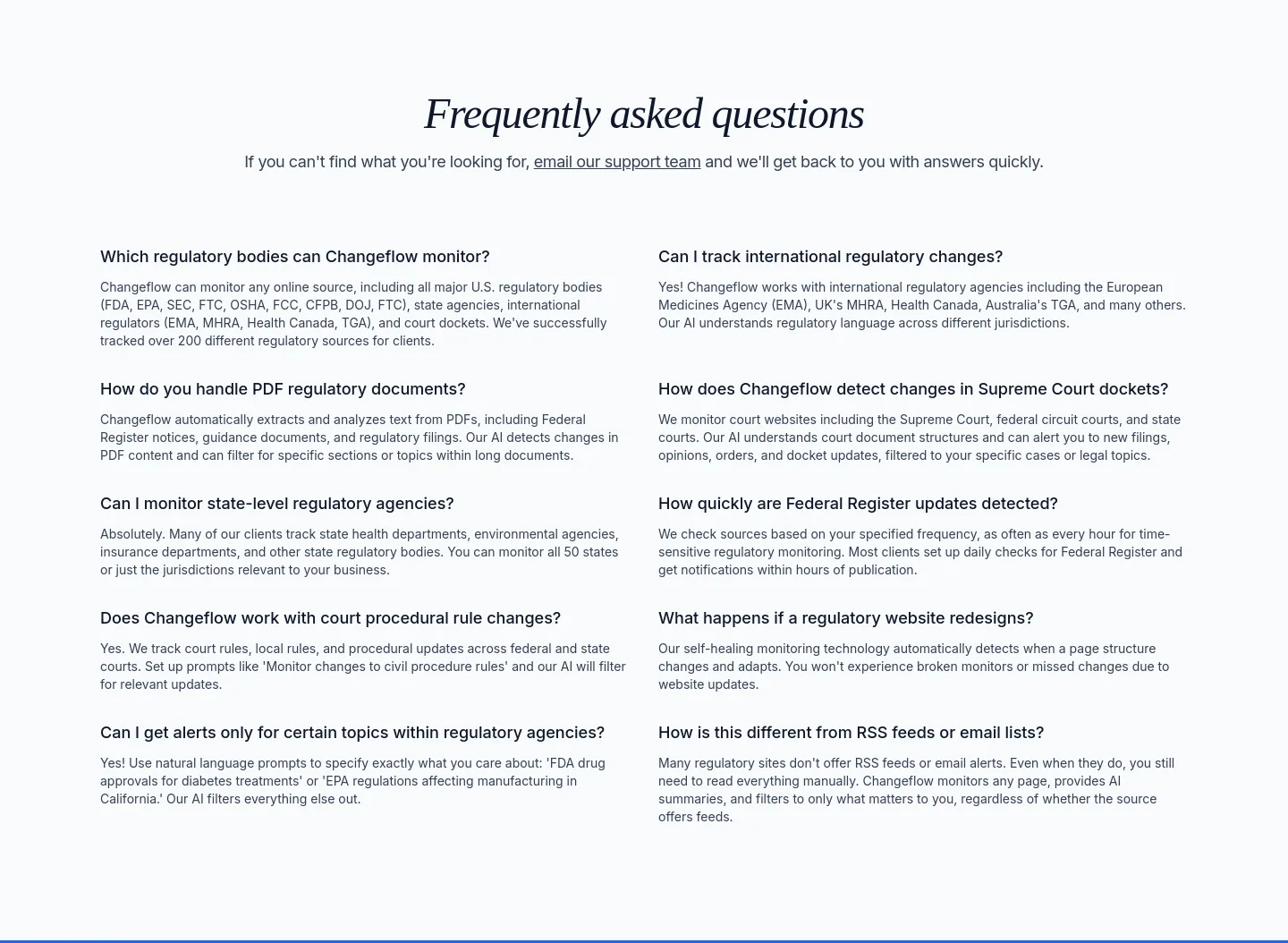 changeflow.com FAQ section